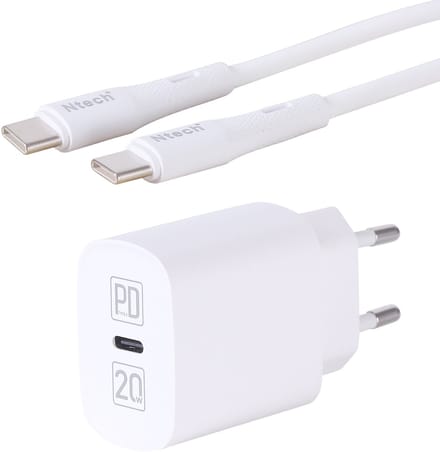 USB C Adapter Snellader Oplader 20W met USB C naar USB C kabel 1M
