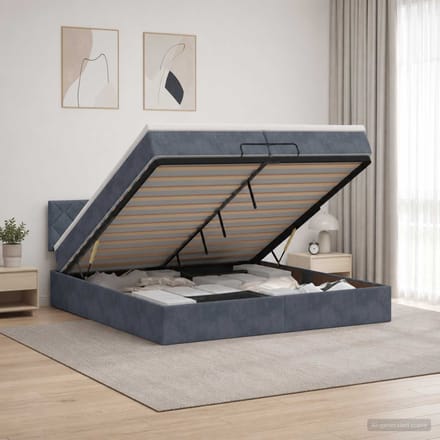 vidaXL - Ottoman - bed - met - matras - Donkergrijs - 200 - x - 200 - cm - Fluweel