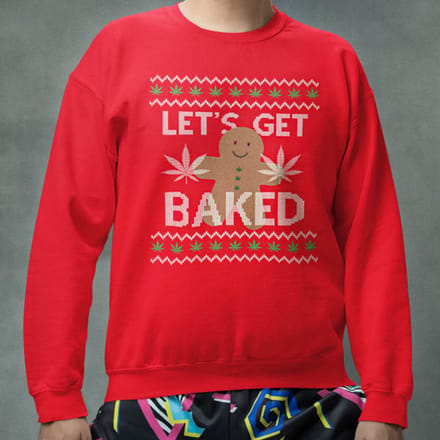 Foute Kerst Trui Rood Let's Get Baked S