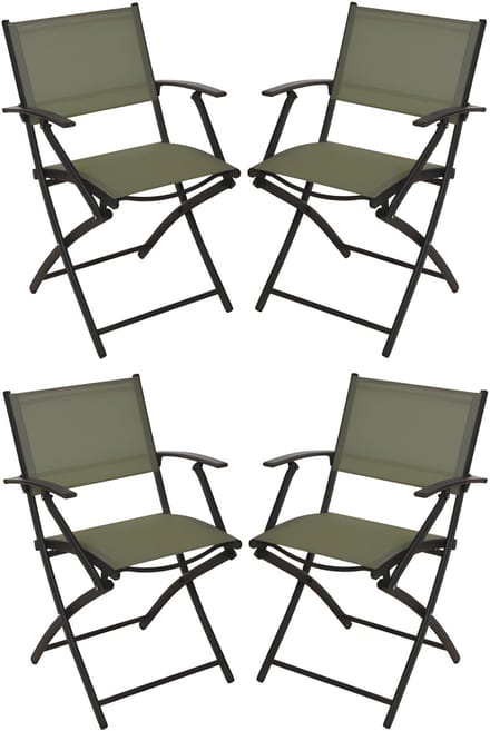 Redcliffs Klapstoel - 4x - groen - opklapbaar - 46 x 52 x 85 cm - staal/polyester - campingstoel/tuinstoel