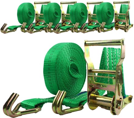 5x Professionele ratelsjorband Spanband 2-delig 6m 2t 2tot 2000 kg TÜV/GS GREEN