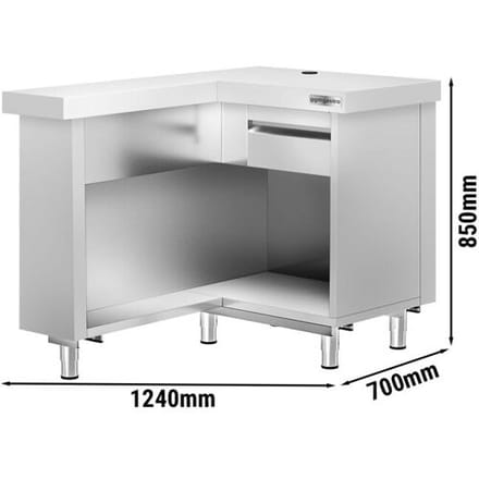 GGM Gastro Kassentisch KOPENHAGEN - 1240mm - links - Edelstahl