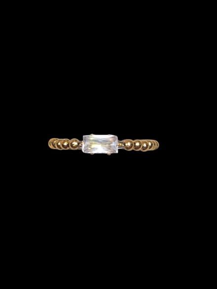 goudkleurige kralen ring met zirkonia