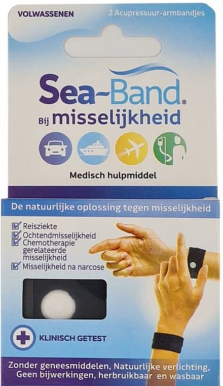 3x Sea Band Polsband bij Misselijkheid Zwart