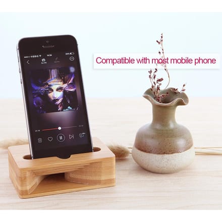 Bamboe mobiele telefoonhouder Fysieke geluidsversterking Versterker voor iPhone iPad Andriod geel