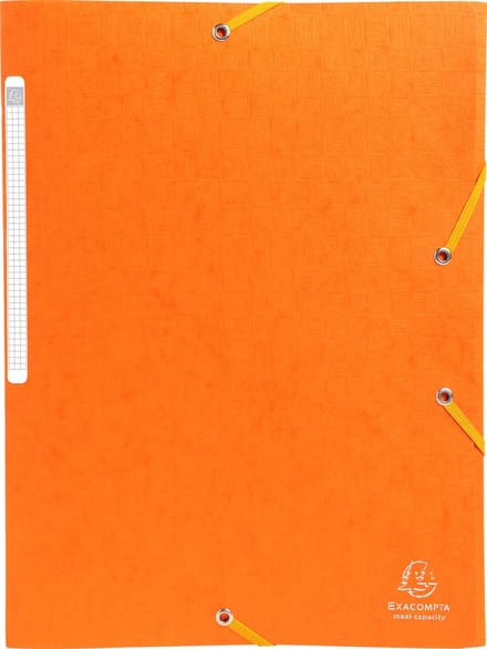 Exacompta 50x Scotten Elastomap + 3 kleppen in gewafeld glanskarton 425g/m2 - A4 - Oranje - 55758E