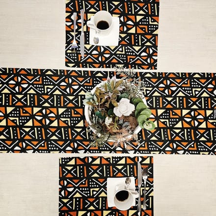 Tafelloper 160x35cm met Set van 4 Placemats | Gemaakt van 100% Afrikaanse Print Stof
