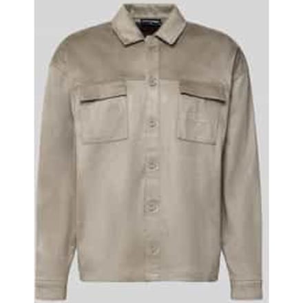 Relaxed fit overhemdjack met borstzakken en labelstitching