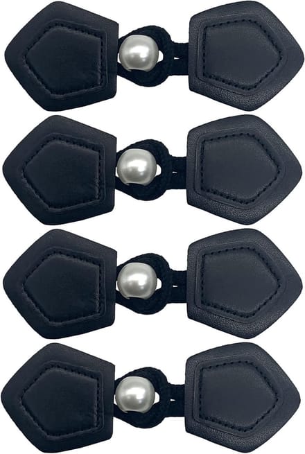 Button Closure voor Notebook Jacks - 4 Paar Leren Knopen voor Jassen en Rugzakken (Zwart) - Duurzaam, Stijlvol en Functioneel