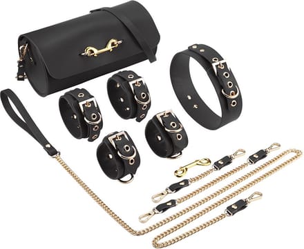 BDSM Fancy 5 Item Kit - Luxe Draagtas met 5 Verschillende BDSM Artikelen - Zwart