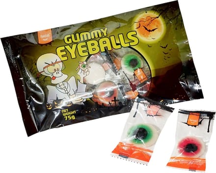 Funlab Gummy Eyeballs - zachte fruitgum balls - 24 zakjes x 75 gram