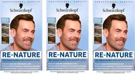 3 x Schwarzkopf Re-Nature Haarverf Voor Heren - Donkerbruin