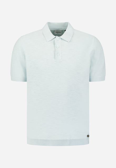 No Excess Pullover short sleeve polo slub sky