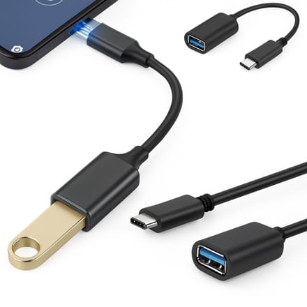 USB-C naar USB 3.0 Adapterkabel OTG – 60W Power Delivery – 10Gbps Datatransfer – 19 cm – Snelladen – Zwart