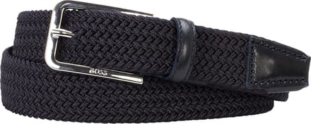 BOSS leren heren riem - navy blauw