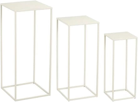 Mica Decorations Quinty Bijzettafel - Set van 3 - L30 x B30 x H70 cm - Metaal - Off-white