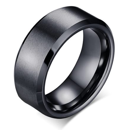 Wolfraam herenring 8mm Zwart-18mm