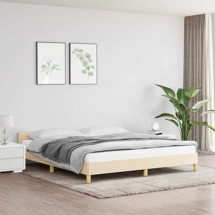 vidaXL - Bedframe - zonder - matras - stof - crèmekleurig - 160x200 - cm