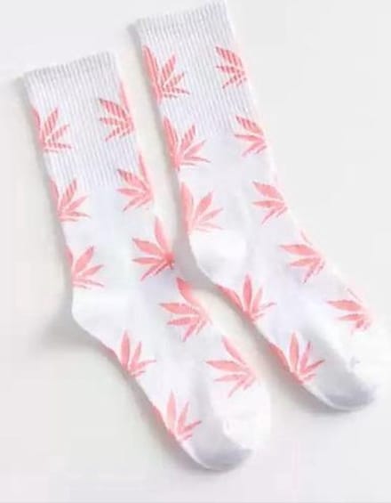 New Age Devi - Wietsokken - Cannabissokken - Wiet - Cannabis - wit-zalm - Unisex sokken - Maat 36-45