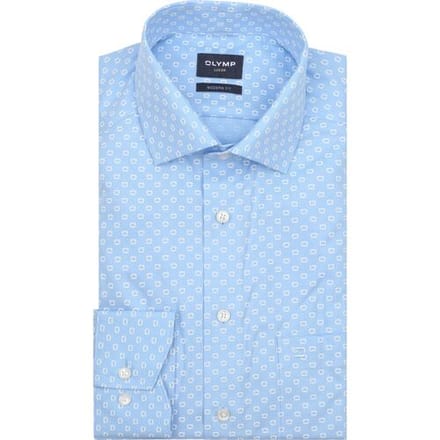 Olymp Luxor Overhemd Print Logo Blauw - Maat 44 - Heren - Overhemden Formeel