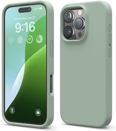 Solid hoesje Soft Touch Liquid Silicone Flexible TPU Rubber - Geschikt voor: iPhone 16 Pro Max - Middernachtgroen
