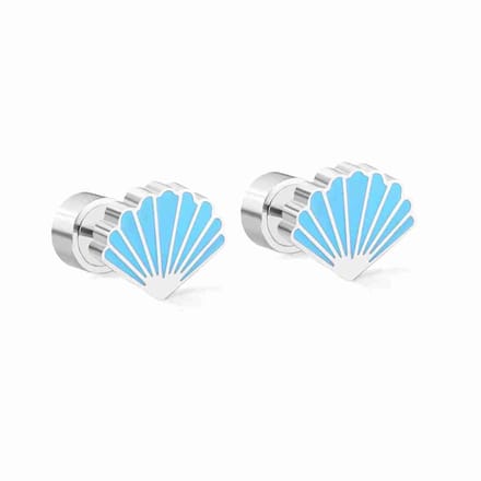 WeLoveSilver - oorstekers - zilver - blauwe schelp - chirurgisch staal