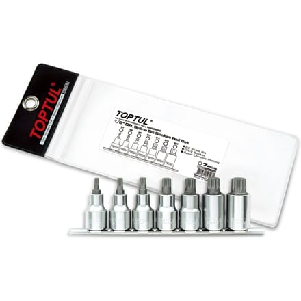 Dubbele set, bit en dop XZN TOPTUL 1/2 inch 7 Stuk (M5, M6, M8, M10, M12, M14, M16)