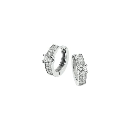 Zilver Gerhodineerd Klapoorringen Zirkonia 1322075