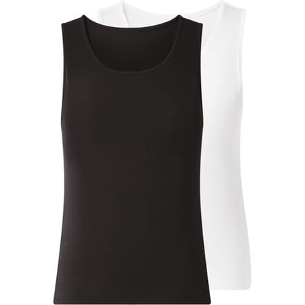 ESMARA Set van 2 geribde dames tops (Zwart/wit, M (40/42))