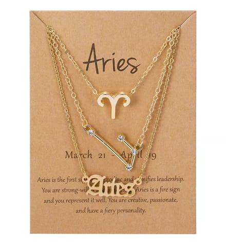 Aries - Ram - Zodiac Kettingen Set - Verguld - 3 Stuks - EmmyRovi