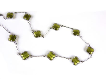 model 10 Fiori collier in zilver kaki klavers