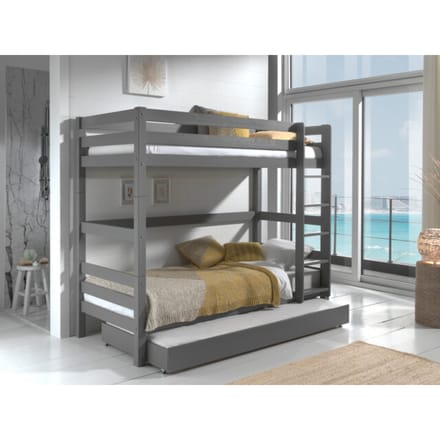 LUCEVI - Pino Stapelbed H180CM + Rolbed - Grijs - 90x200 cm