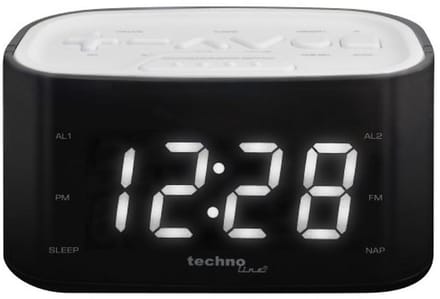 LED Alarm Clock Radio with Play Controller Design - White