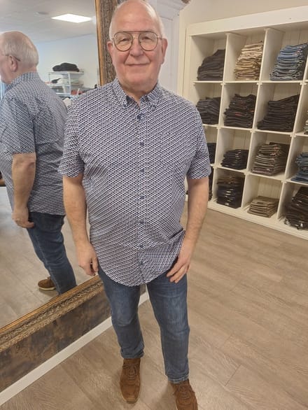 Chris Cayne overhemd blauw lichtblauw meerkleurig Maat L
