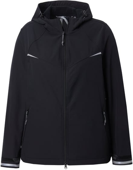 Ulla Popken - Dames - Functionele softshelljas waterafstotend capuchon - Zwart - Maat 42+