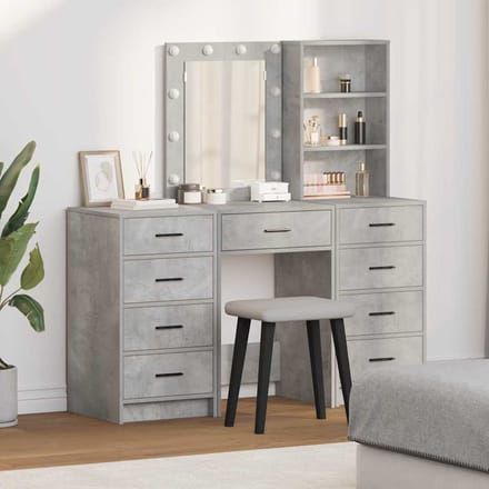 vidaXL - Kaptafel - 3 - st - Grijs - 40 - x - 41 - x - 135 - cm - Bewerkt - hout