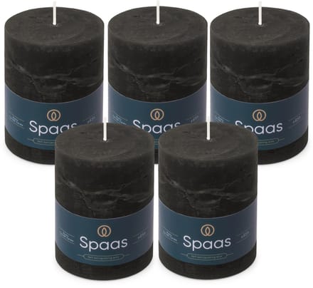 Spaas Rustieke Stompkaarsen - Zwart – 80/110mm - circa 65 uur - 5 kaarsen