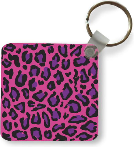 Sleutelhanger - Uitdeelcadeautjes - Panterprint - Roze - Paars - Plastic