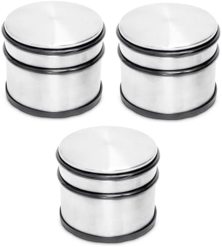 Deurstopper - 3x - met rubberen bescherming - rond - 9 x 7,5 cm - 1,1 kg