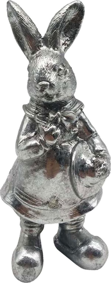 Clayre & Eef Beeld Konijn 13 cm Zilverkleurig Kunststof