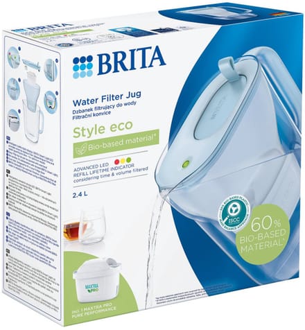 BRITA Waterfilterkan Style Eco - 2,4L - Blauw - Incl. 1 MAXTRA PRO Pure Performance waterfilter
