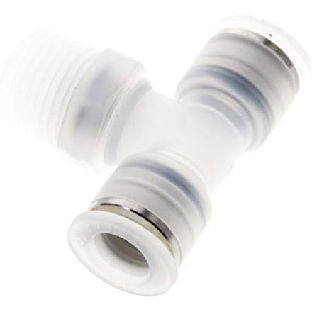 12mm x R1/2'' inline T-stuk PA Insteekfitting Buitendraad FDA Draaibaar EPDM