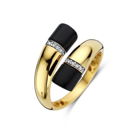 Geelgouden Ring met Onyx & Diamant 4035197 – 14 Karaat Goud