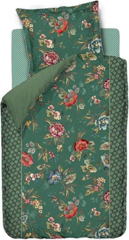 Pip Studio Dekbedovertrek Poppy Stitch Green 1 persoons