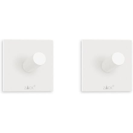Zack handdoekhaak Duplo wit rvs - set van 2 - zelfklevend - 40125