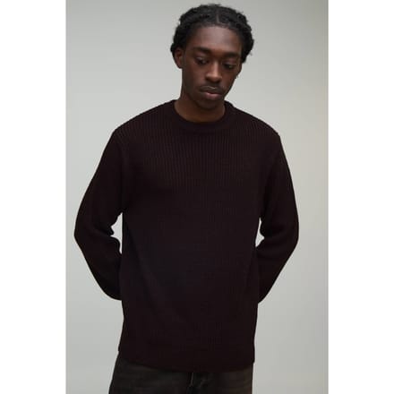 Regular Fit Geribbelde Gebreide Trui | Plum | Size Small