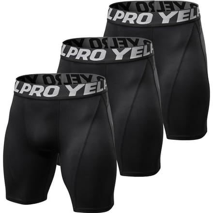 Lot de 3 shorts de compression pour hommes, sous-vêtements d'entraînement actif All BlackS black