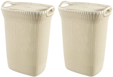 Curver Knit Wasmand met deksel - 57L - 2 stuks - Wit