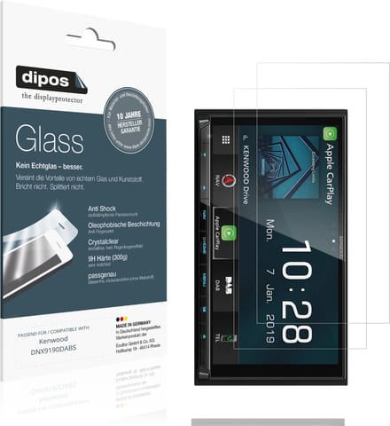 dipos – 2x Pantserfolie geschikt voor Kenwood DNX9190DABS | 9H Screenprotector