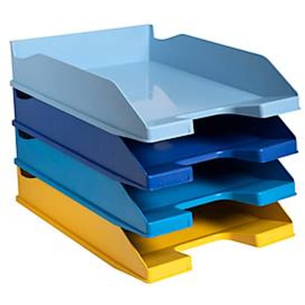 Exacompta BEE BLUE Combo-Midi brievenbakset, 4-delig, voor A4+ formaat, stapelbaar, etikethouder, Blaue Engel, polystyreen, meerkleurig